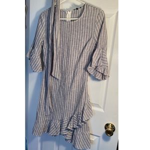 Grey And White Stripped Dress